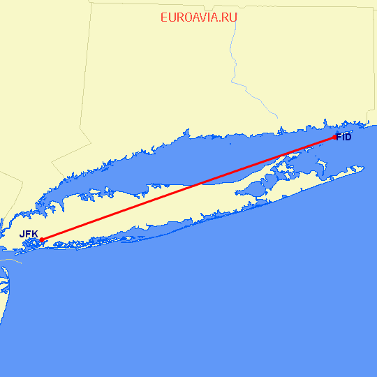 перелет Нью Йорк — Fishers Island на карте