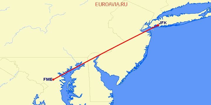 перелет Нью Йорк — Fort Meade на карте
