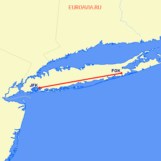 перелет Нью Йорк — Westhampton на карте
