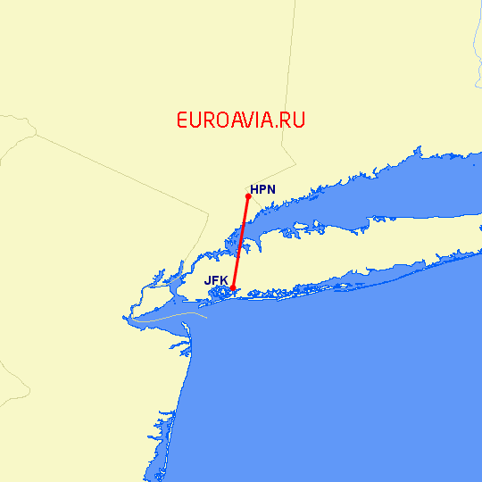 перелет Нью Йорк — White Plains на карте