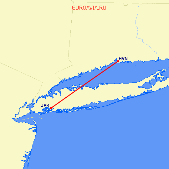 перелет Нью Йорк — New Haven на карте