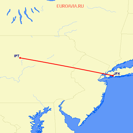 перелет Нью Йорк — Williamsport на карте