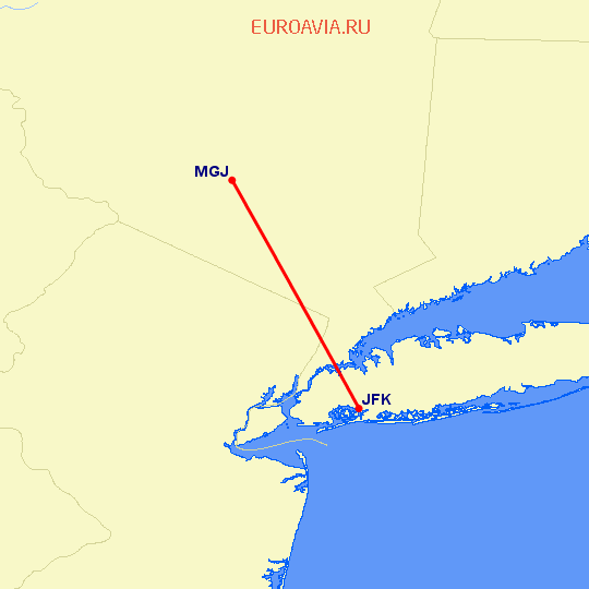 перелет Нью Йорк — Montgomery на карте
