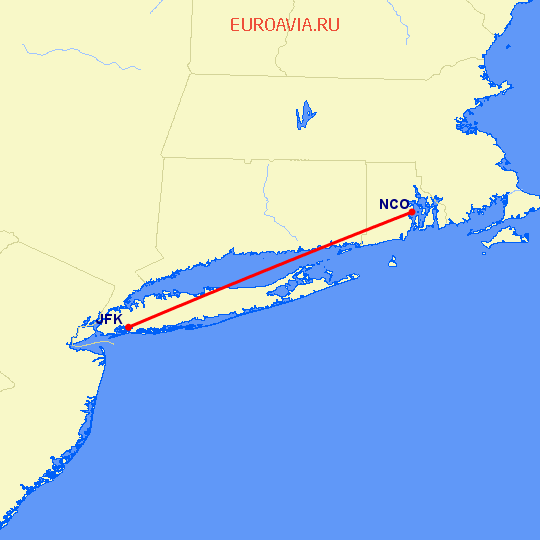 перелет Нью Йорк — Quonset Point на карте