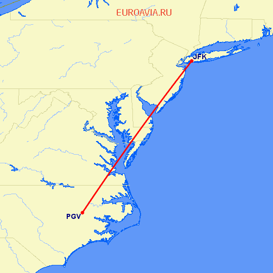 перелет Нью Йорк — Greenville на карте