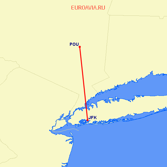перелет Нью Йорк — Poughkeepsie на карте