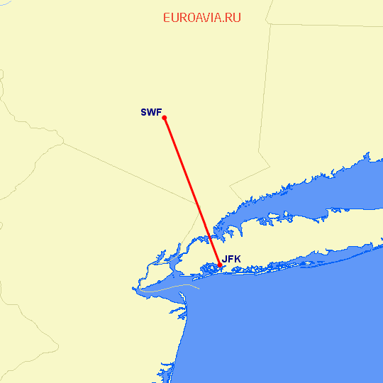 перелет Нью Йорк — Newburgh на карте