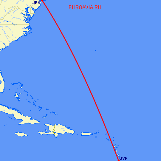 перелет Нью Йорк — St Lucia на карте