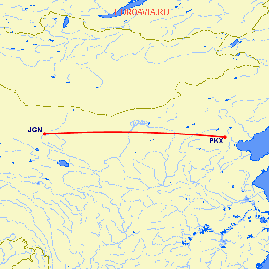 перелет Цзяюйгуань — Пекин на карте