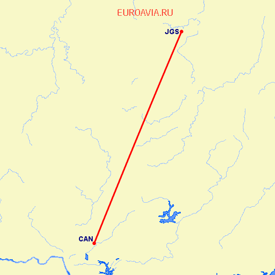 перелет Ji An — Гуанчжоу на карте