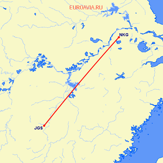 перелет Ji An — Нанкин на карте
