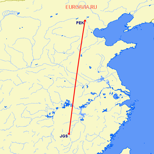 перелет Ji An — Пекин на карте