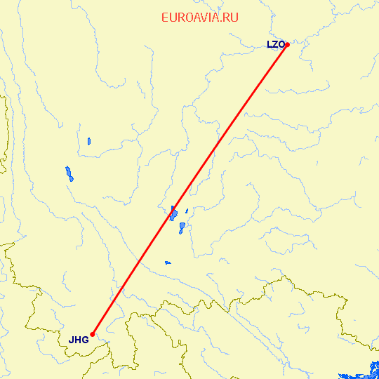 перелет Цзиньхонг — Лужчоу на карте