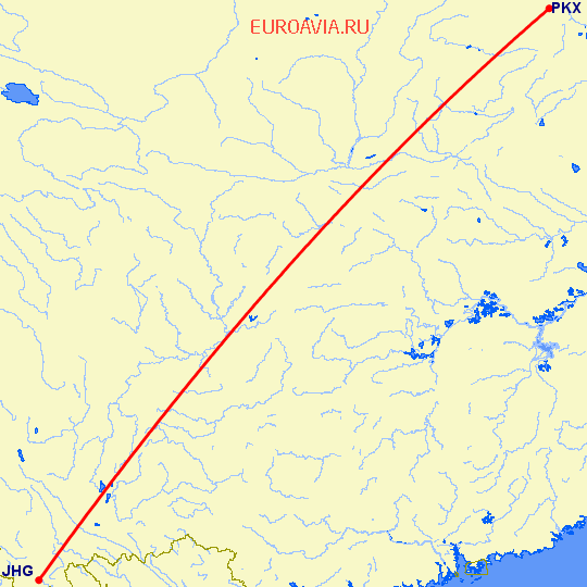 перелет Цзиньхонг — Пекин на карте