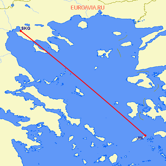 перелет Ikaria Island — Салоники на карте