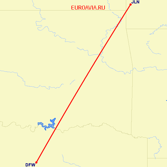 перелет Joplin — Даллас на карте