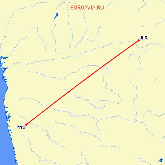 перелет Джабалпур — Пуне на карте