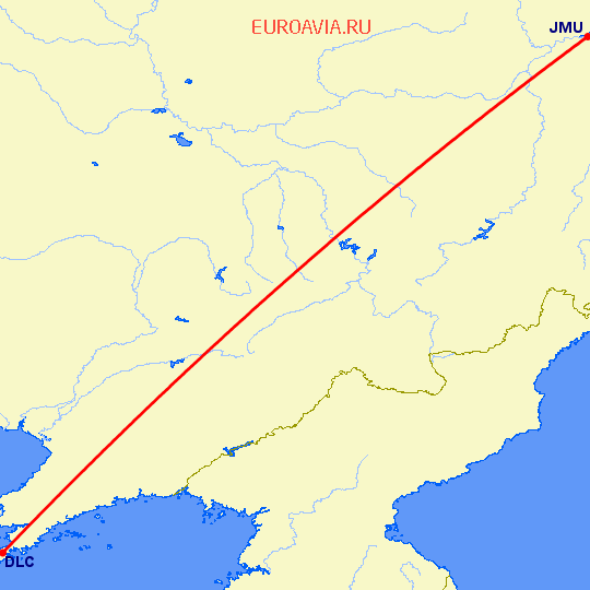 перелет Джаймуси (Китай) — Далиан на карте