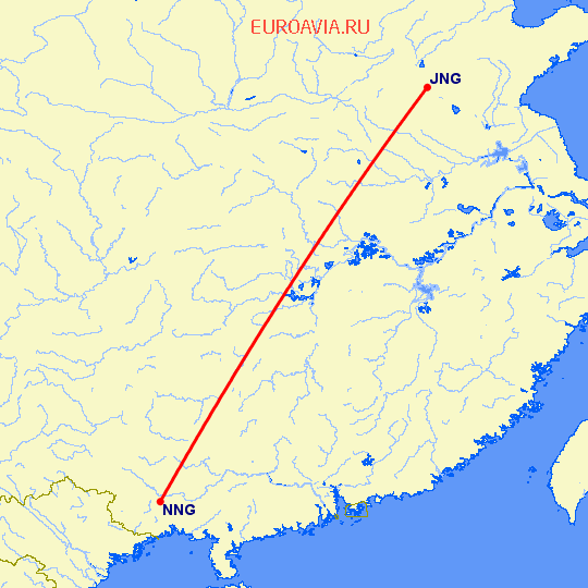 перелет Цзинин — Наньнин на карте