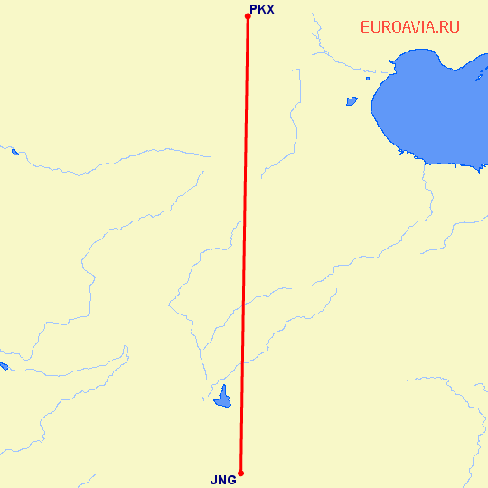 перелет Цзинин — Пекин на карте