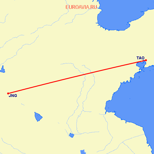 перелет Цзинин — Куаньдян на карте