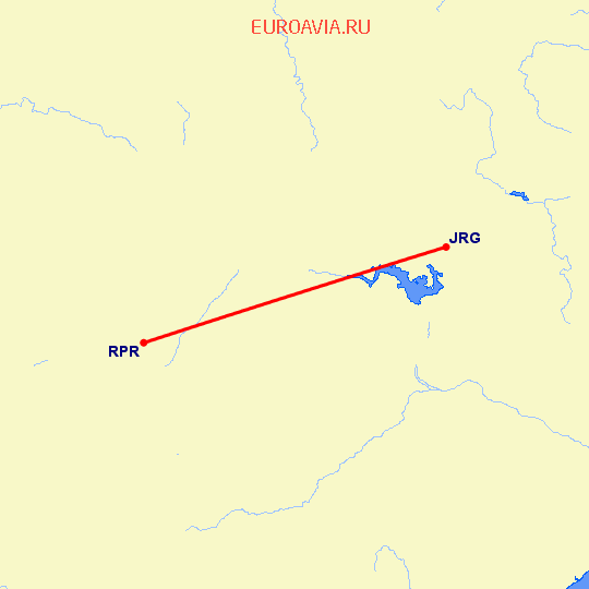 перелет Джхарсугуда — Райпур на карте