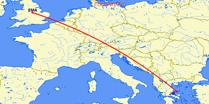 перелет Скиатлос — Дерби на карте
