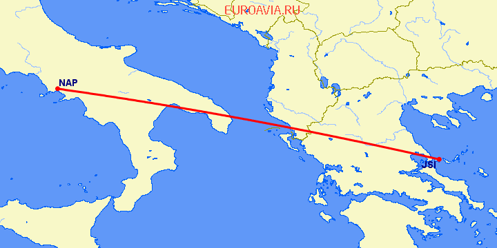 перелет Скиатлос — Неаполь на карте