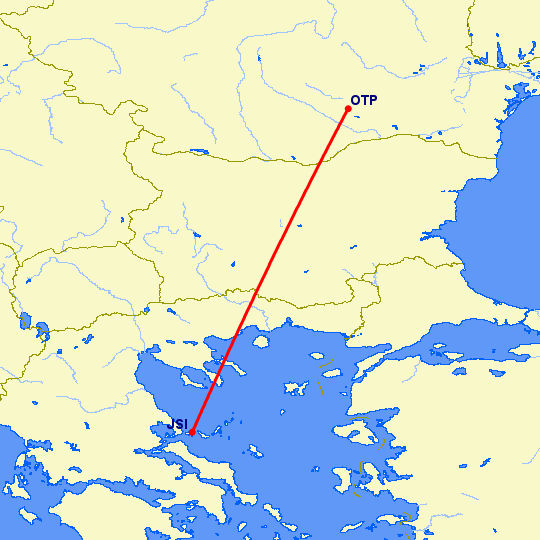 перелет Скиатлос — Бухарест на карте