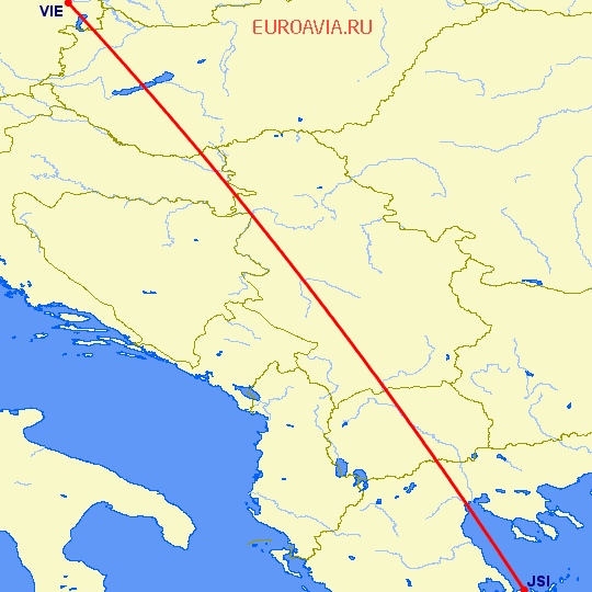 перелет Скиатлос — Вена на карте