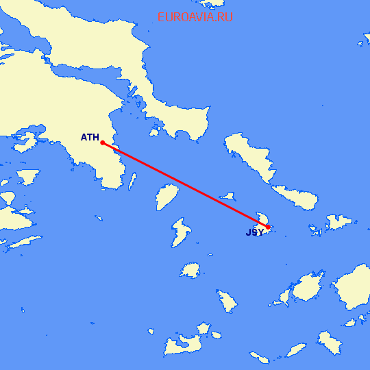 перелет Сирос Айленд — Афины на карте
