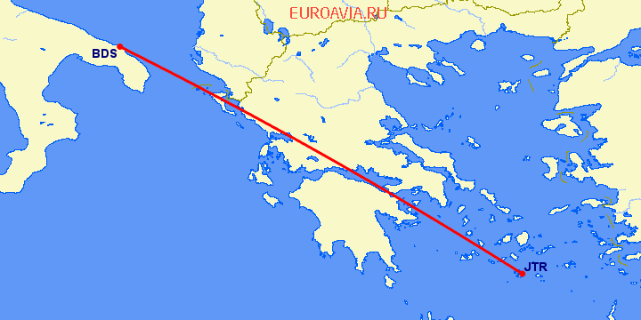 перелет Санторини — Бриндизи на карте