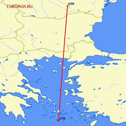 перелет Санторини — Бухарест на карте