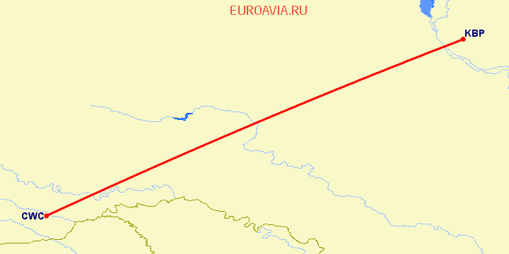 перелет Киев — Черновцы на карте