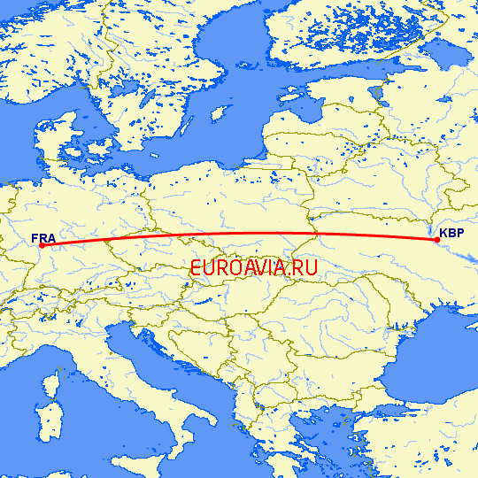 перелет Киев — Франкфурт на Майне на карте
