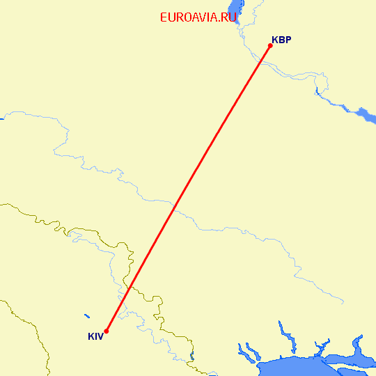 перелет Киев — Кишинев на карте