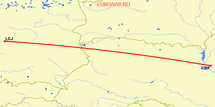 перелет Киев — Лодзь на карте