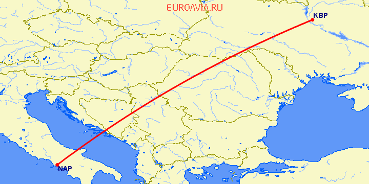 перелет Киев — Неаполь на карте
