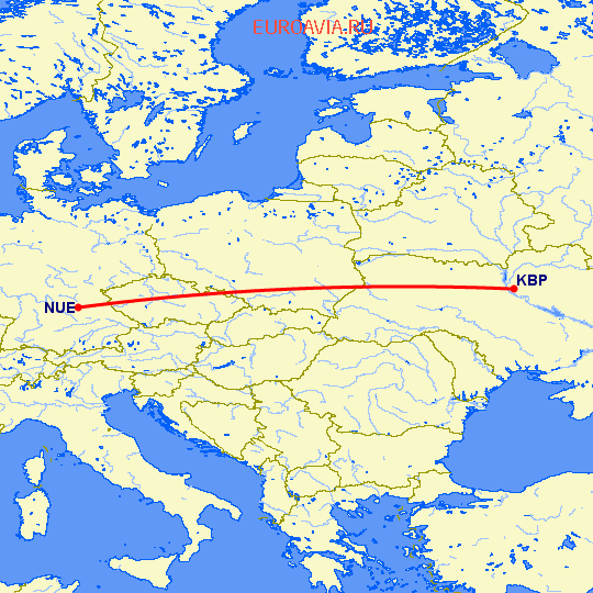 перелет Киев — Нюремберг на карте