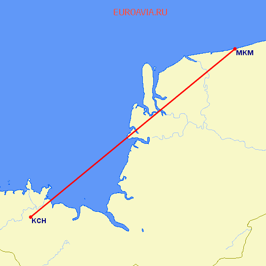 перелет Кучинг — Mukah на карте