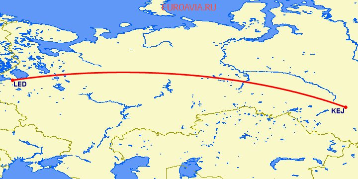 перелет Кемерово — Санкт Петербург на карте