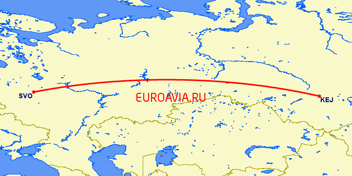 перелет Кемерово — Москва на карте
