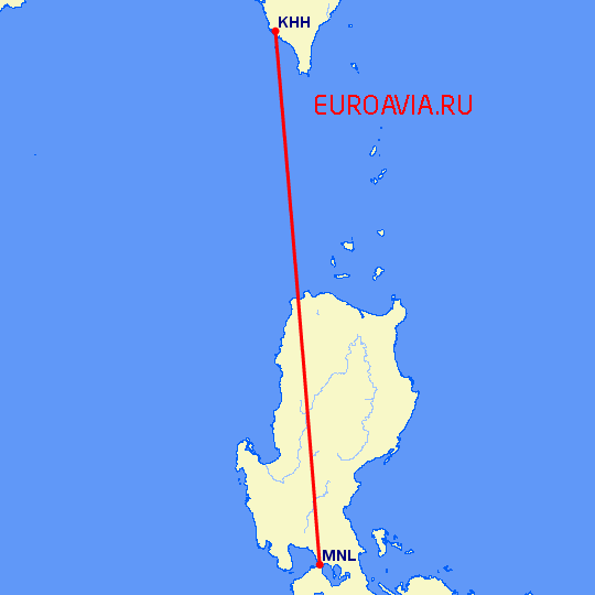 перелет Гаосюн — Манила на карте