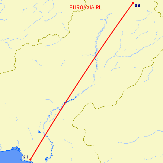 перелет Карачи — Islamabad на карте