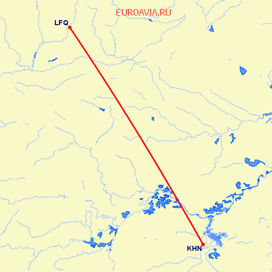 перелет Наньчан — Линфен на карте