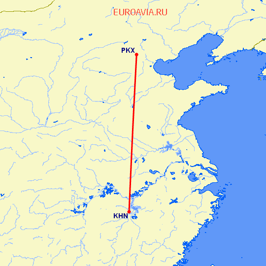 перелет Наньчан — Пекин на карте