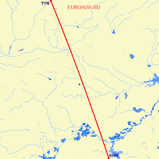 перелет Наньчан — Тайюань на карте