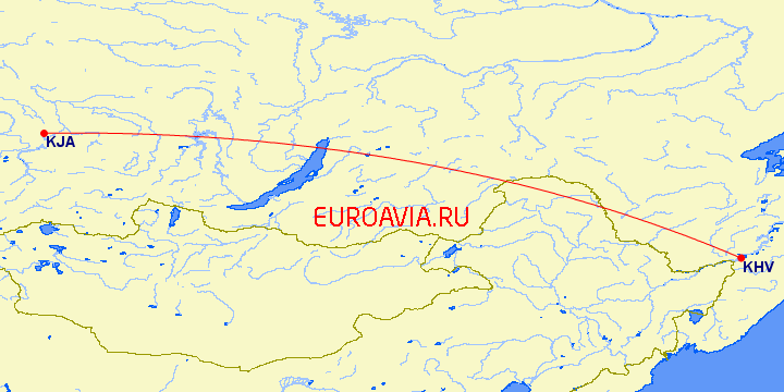 перелет Хабаровск — Красноярск на карте