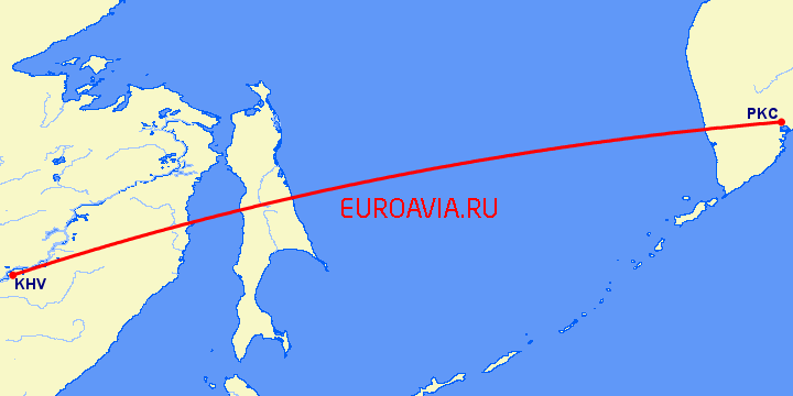перелет Хабаровск — Петропавловск Камчатский на карте