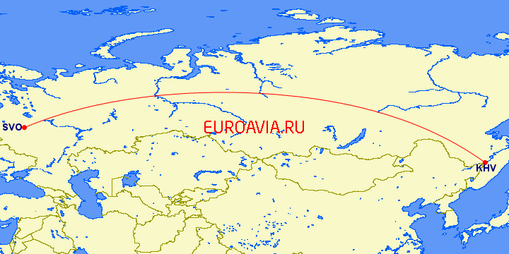 перелет Хабаровск — Москва на карте